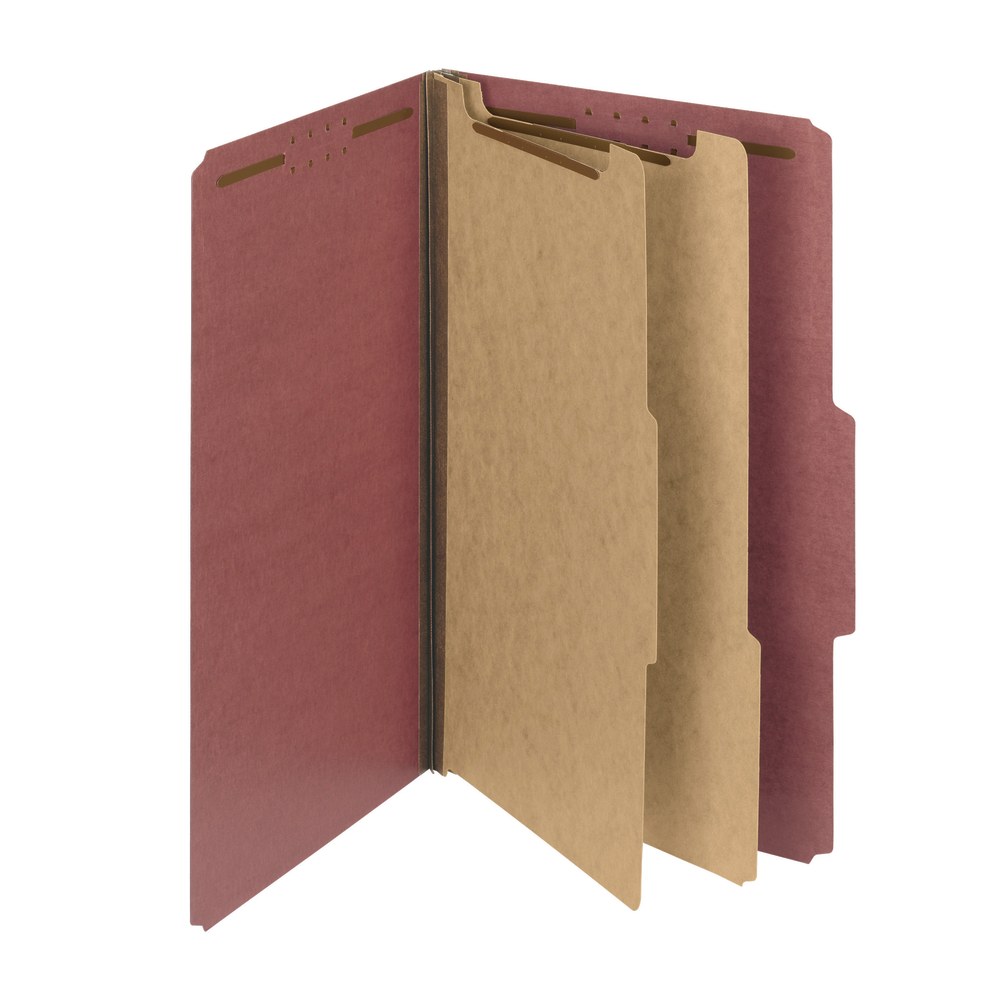 Smead Pressboard Classification Folders, 2 Dividers, Legal Size, 100% Recycled, Red, Box Of 10 (Min Order Qty 2) MPN:19023