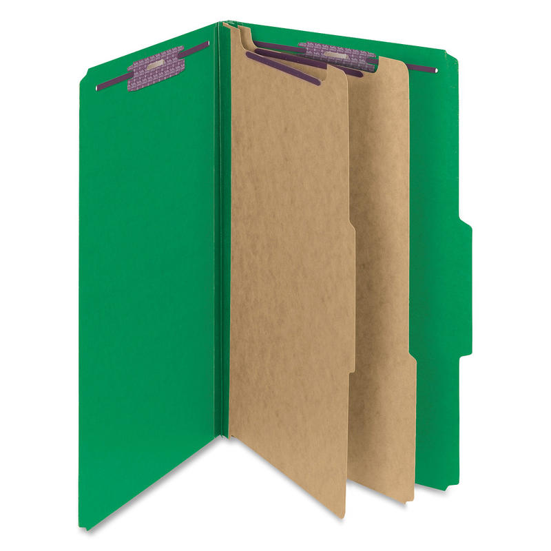 Smead Classification Folders, Top-Tab With SafeSHIELD Coated Fasteners, 2in Expansion, Legal Size, 50% Recycled, Green, Box Of 10 MPN:19033