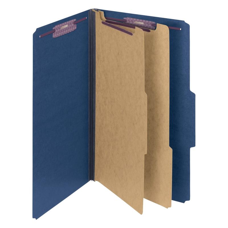 Smead Classification Folders, Top-Tab With SafeSHIELD Coated Fasteners, 2in Expansion, Legal Size, 50% Recycled, Dark Blue, Box Of 10 MPN:19035
