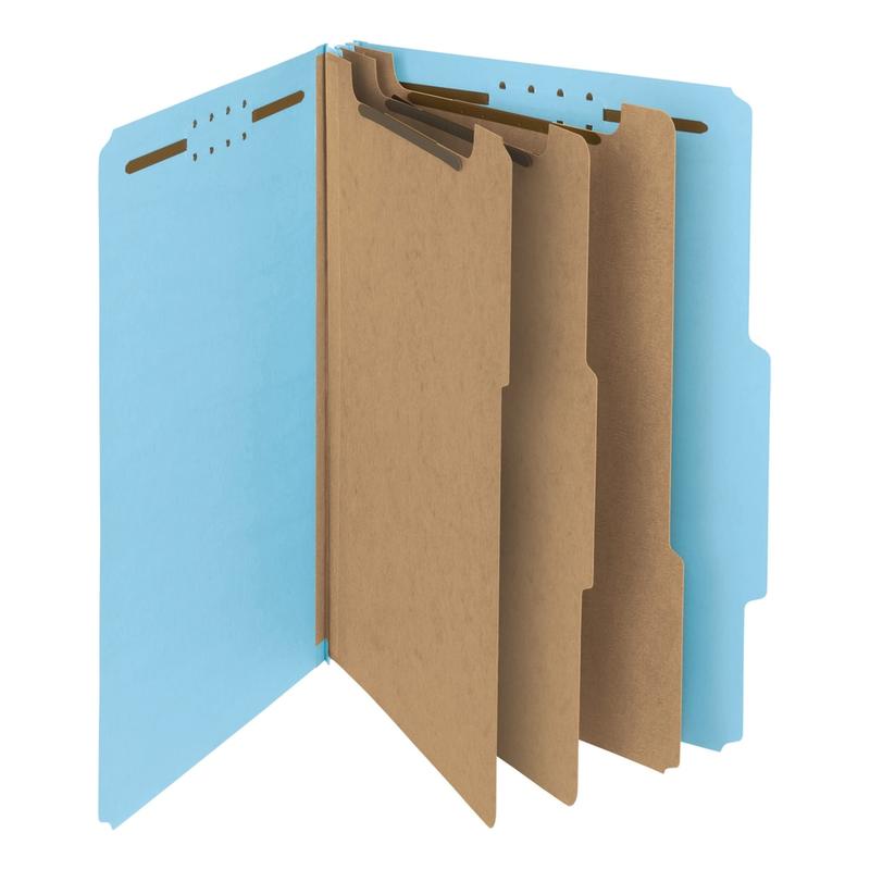 Smead Pressboard Classification Folders, 3 Dividers, Legal Size, 100% Recycled, Blue, Box Of 10 (Min Order Qty 2) MPN:19090