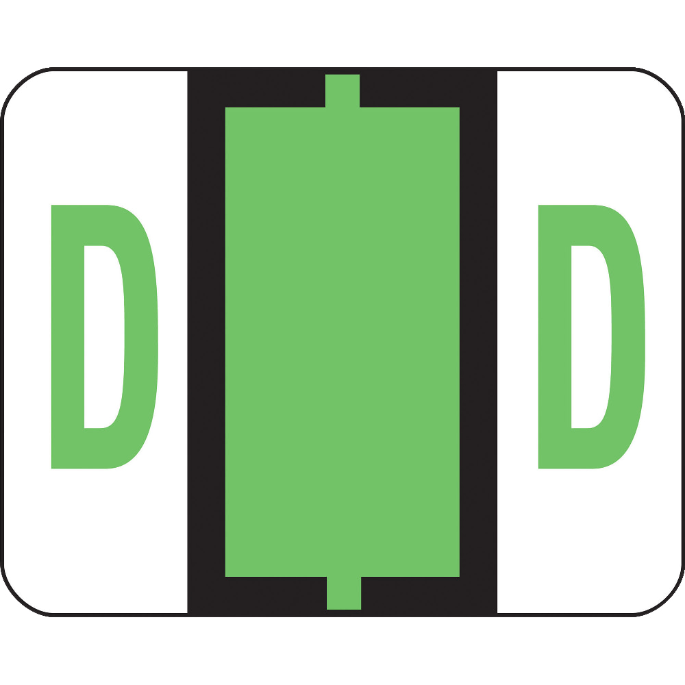 Smead BCCR Bar-Style Permanent Alphabetical Labels, D, Light Green, Roll Of 500 MPN:67074