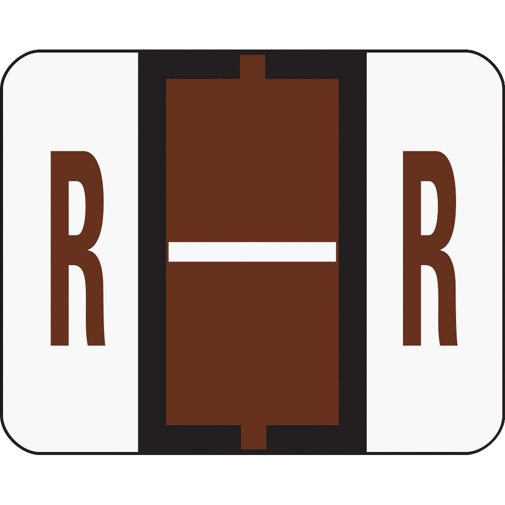 Smead BCCR Bar-Style Permanent Alphabetical Labels, R, Brown, Roll Of 500 MPN:67088
