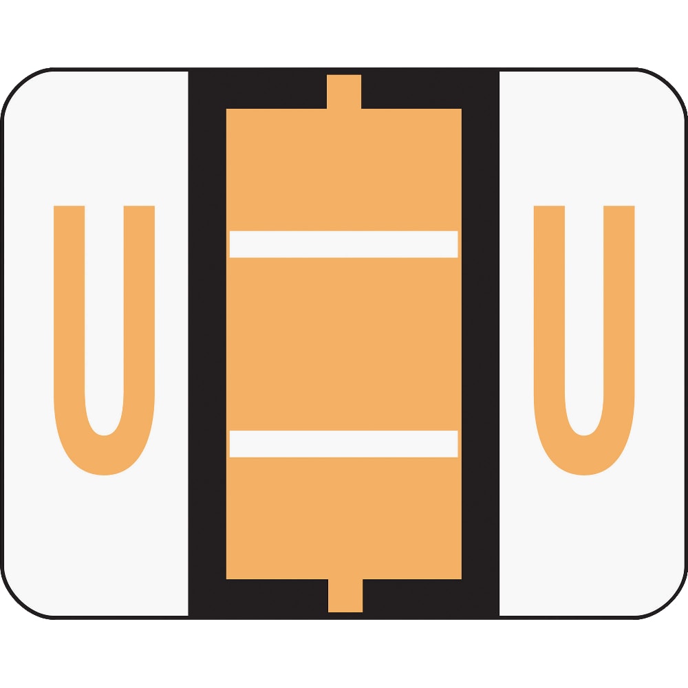 Smead BCCR Bar-Style Permanent Alphabetical Labels, U, Light Orange, Roll Of 500 MPN:67091