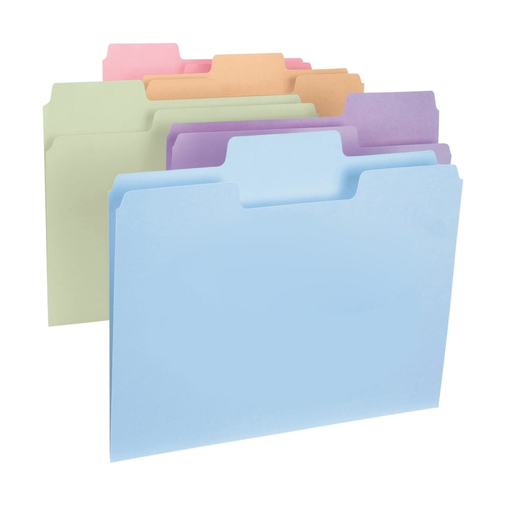 Smead SuperTab File Folders, Letter Size, 1/3 Cut, Assorted Pastel Colors, Box Of 100 MPN:11961