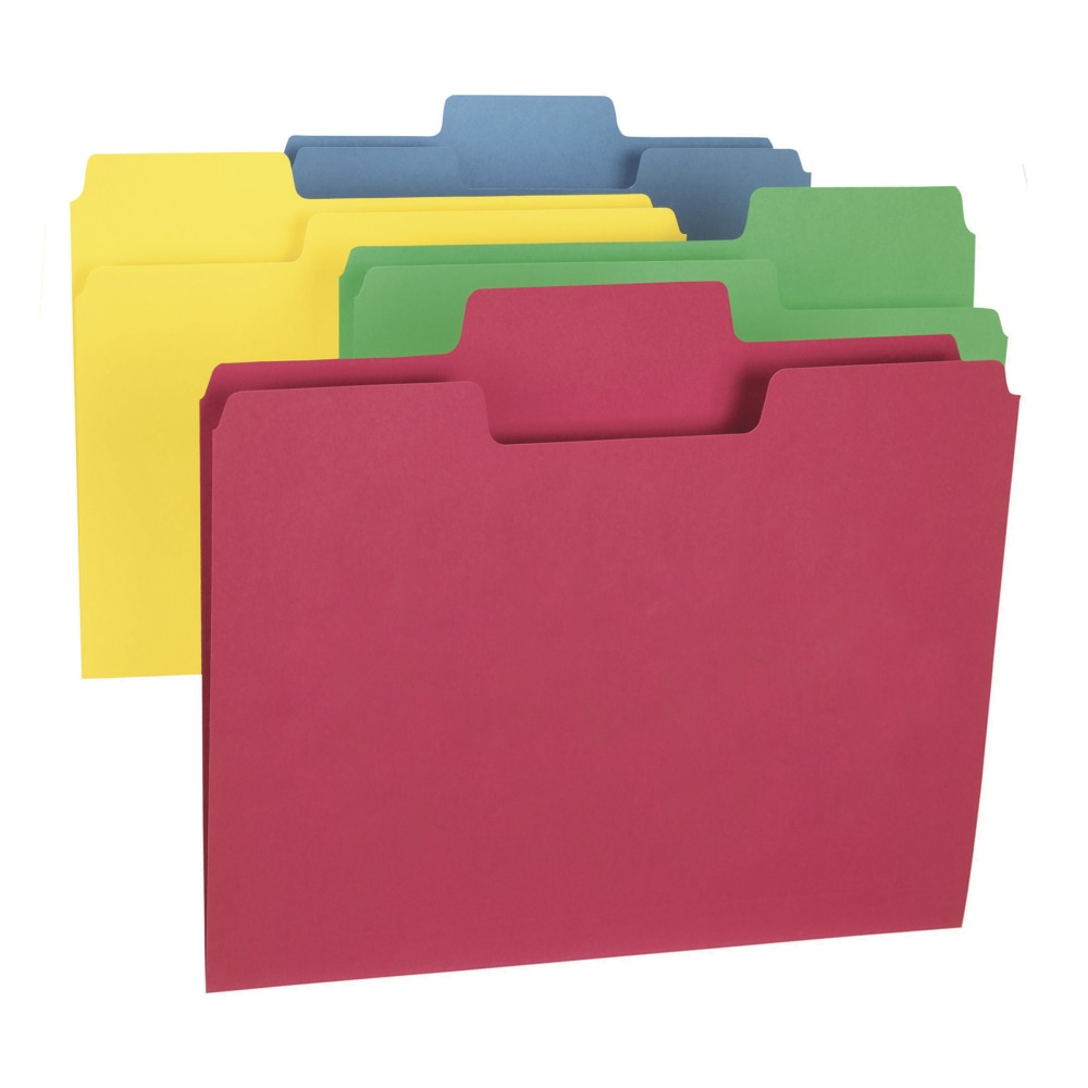 Smead SuperTab File Folders, Letter Size, 1/3 Cut, Assorted Colors, Box Of 100 MPN:11987
