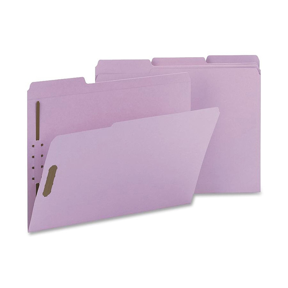 Smead Color Top-Tab Fastener File Folders, Letter Size, Lavender, Box Of 50 MPN:12440