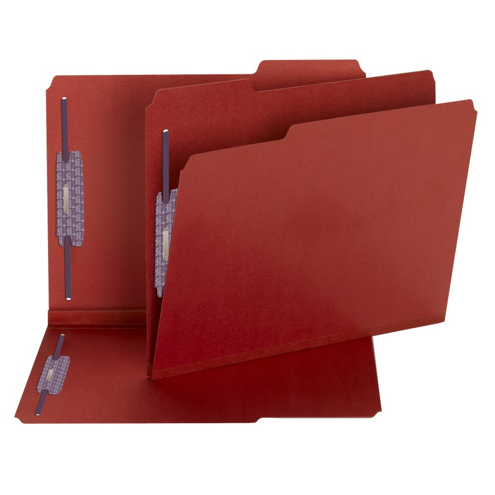 Smead Color Pressboard Fastener Folders With SafeSHIELD Coated Fasteners, Letter Size, 1/3 Cut, Bright Red, Box Of 25 MPN:14936
