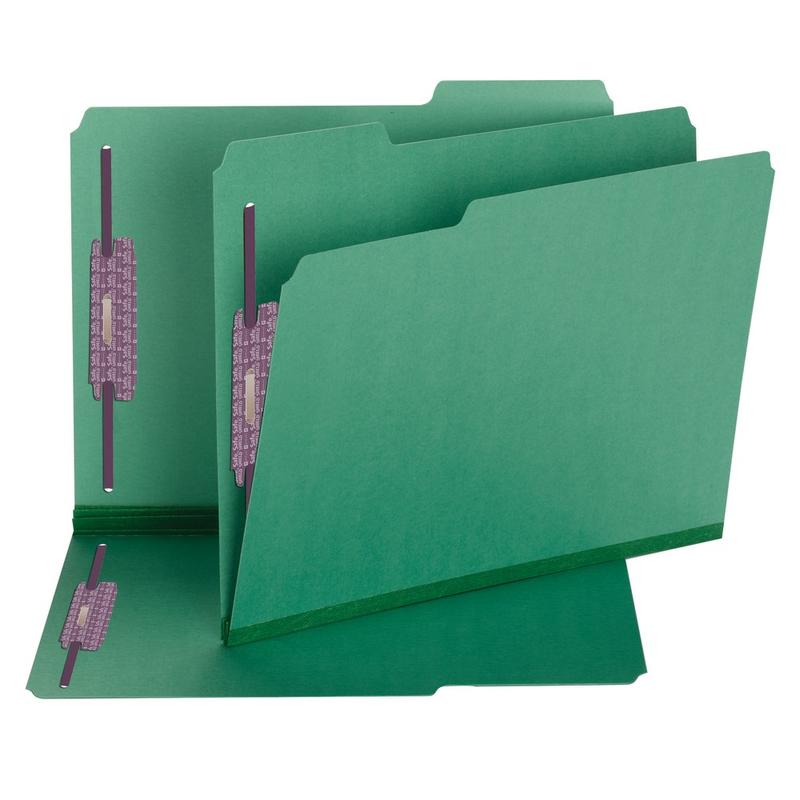 Smead Color Pressboard Fastener Folders With SafeSHIELD Coated Fasteners, Letter Size, 1/3 Cut, Green, Box Of 25 MPN:14938