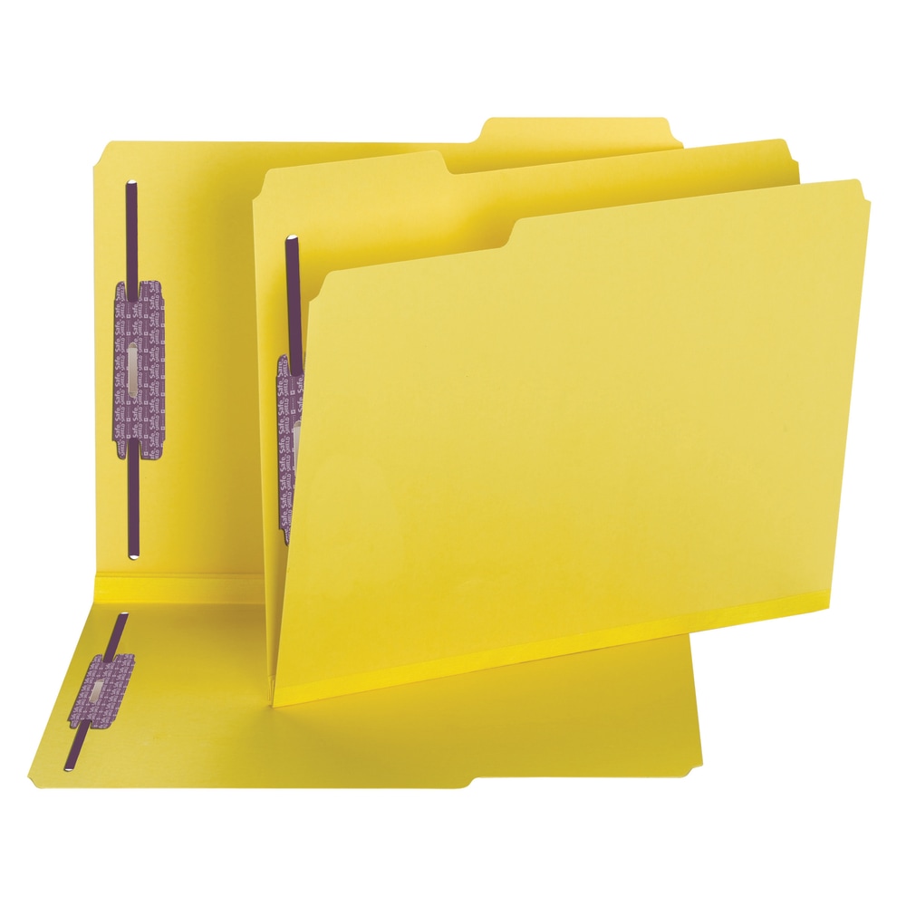 Smead Color Pressboard Fastener Folders With SafeSHIELD Coated Fasteners, Letter Size, 1/3 Cut, Yellow, Box Of 25 MPN:14939