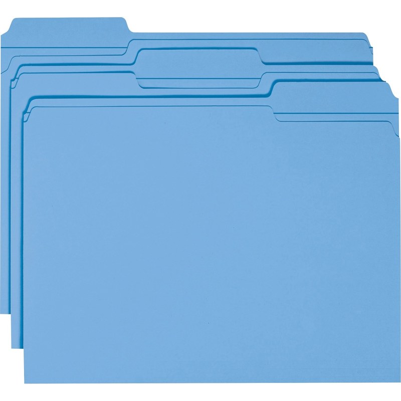 Smead Color File Folders, With Reinforced Tabs, Letter Size, 1/3 Cut, Blue, Box Of 100 MPN:2-153LBE