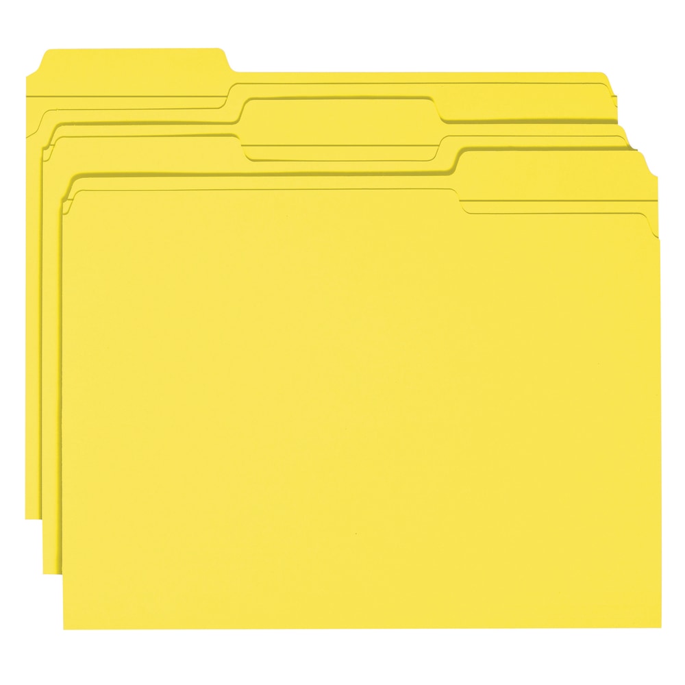 Smead Color File Folders, With Reinforced Tabs, Letter Size, 1/3 Cut, Yellow, Box Of 100 MPN:2-153LY