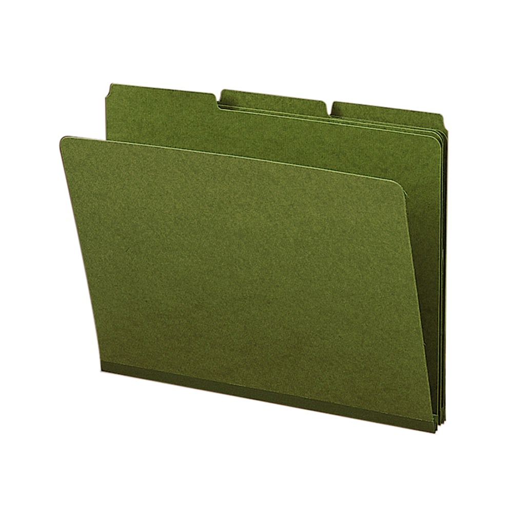 Smead 1/3-Cut Color Pressboard Tab Folders, Letter Size, 50% Recycled, Green, Box Of 25 MPN:21546