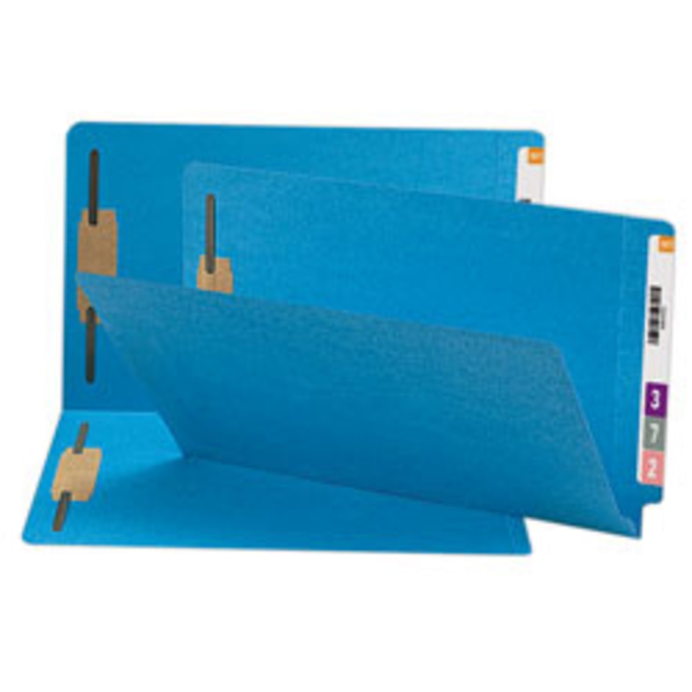 Smead Shelf-Master Color Fastener Folders, Legal Size, Blue, Box Of 50 MPN:28040