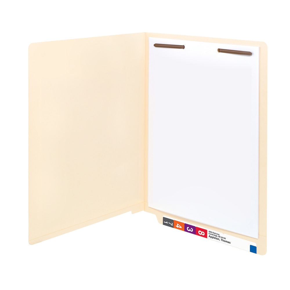 Smead Reinforced End-Tab Folders, 1 Fastener, Straight Cut, Letter Size, Manila, Box Of 50 MPN:2BET2-150L-1