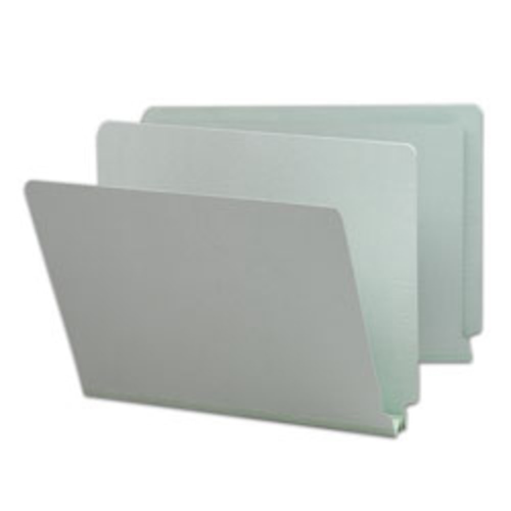 Smead Extra-Strength Pressboard End-Tab Folders, Straight Cut, Legal Size, 100% Recycled, Gray/Green, Pack Of 25 MPN:2ET500