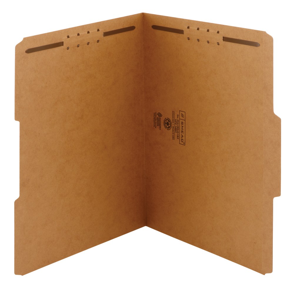 Smead Kraft Reinforced Tab Fastener Folders, Letter Size, 1/3 Cut, Pack Of 50 MPN:2K2-153LK-1&3