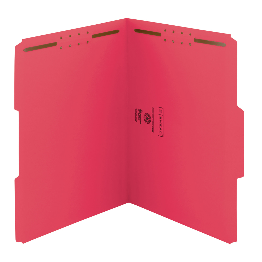 Smead Color Reinforced Tab Fastener Folders, Letter Size, 1/3 Cut, Red, Pack Of 50 MPN:2K2-153LR-1&3