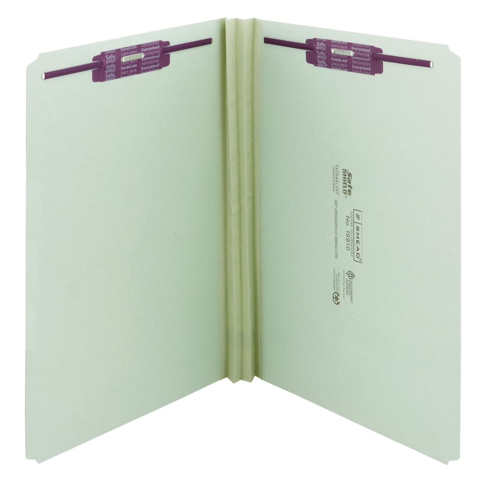 Smead Pressboard Fastener Folders With SafeSHIELD Coated Fasteners, 2in Expansion, Legal Size, Gray/Green, Box Of 25 MPN:2K2500-1&3