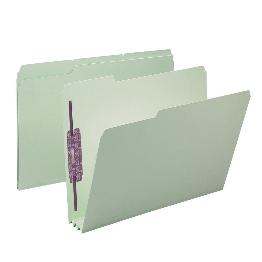 Smead Pressboard Fastener Folders With SafeSHIELD Coated Fasteners, 3in Expansion, Letter Size, 100% Recycled, Gray/Green, Box Of 25 MPN:2K3403-1&3