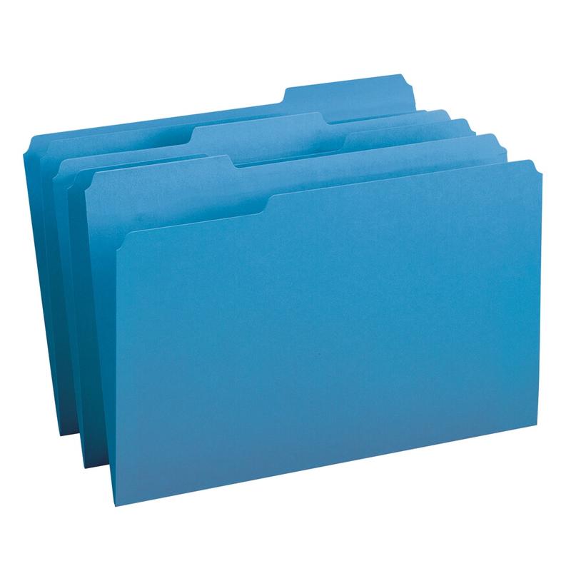 Smead Color File Folders, Legal Size, 1/3 Cut, Blue, Box Of 100 MPN:53CBE