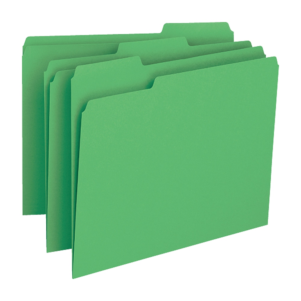 Smead Color File Folders, Legal Size, 1/3 Cut, Green, Box Of 100 MPN:53CGN