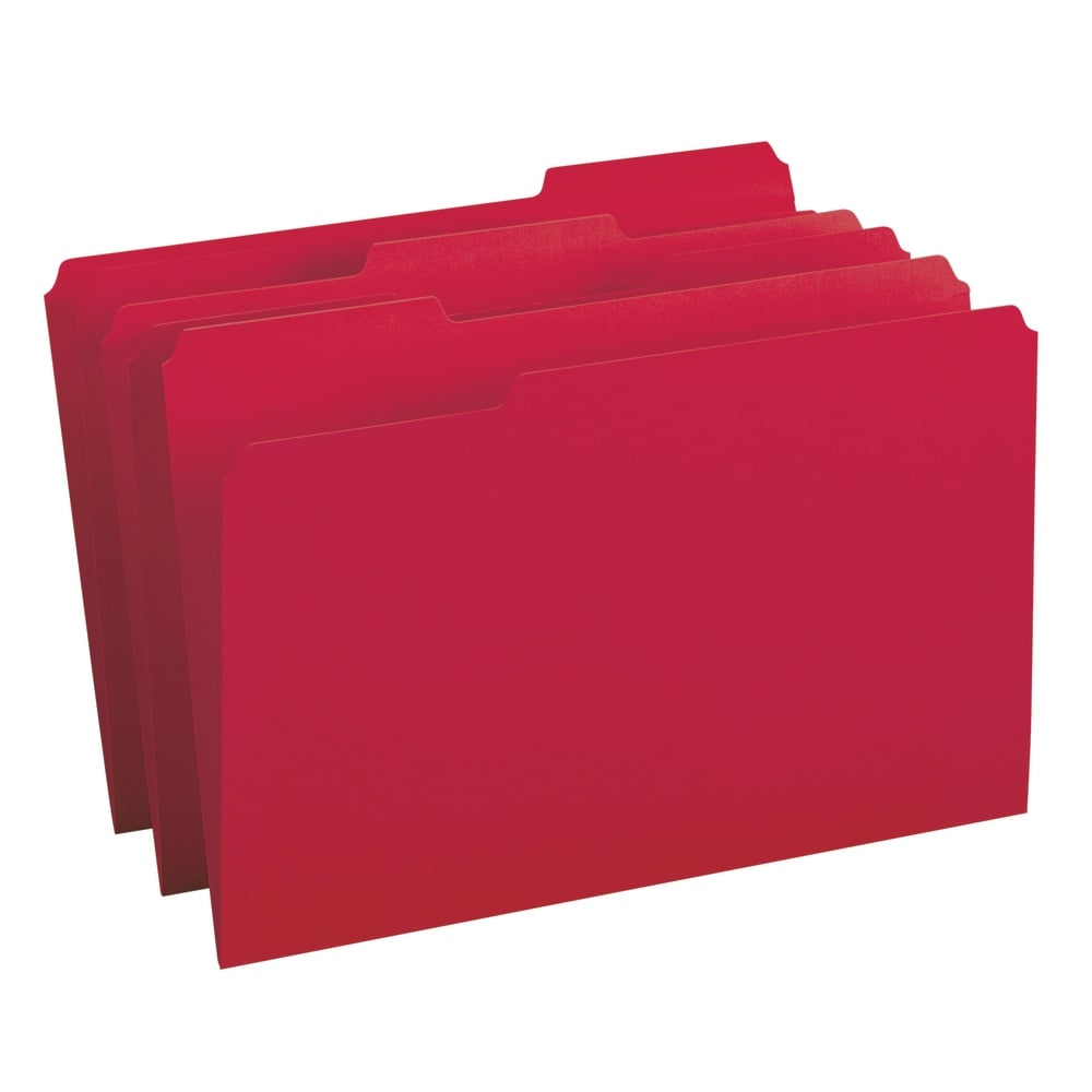 Smead Color File Folders, Legal Size, 1/3 Cut, Red, Box Of 100 MPN:53CR