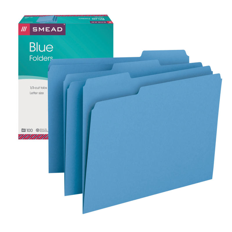Smead Color File Folders, Letter Size, 1/3 Cut, Blue, Box Of 100 (12043) MPN:53LBE
