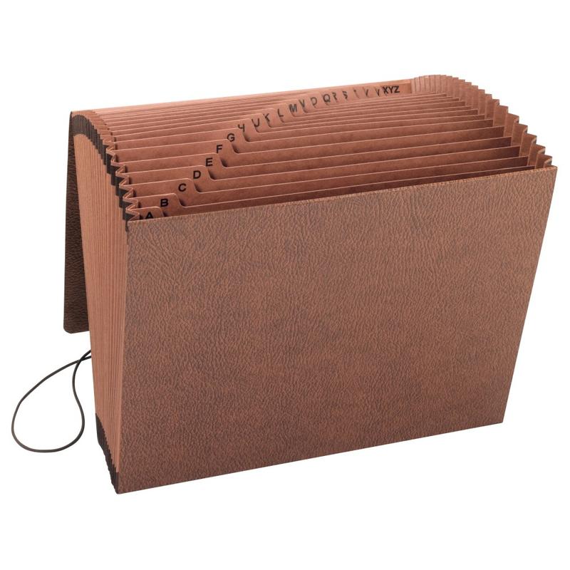 Smead TUFF Expanding File With Flap & Elastic Cord, 21 Pockets, A-Z, 12in x 10in Letter Size, 30% Recycled, Brown MPN:70318
