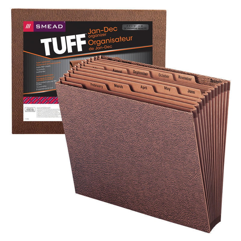 Smead TUFF Expanding File, 12 Pockets, Monthly, 12in x 10in Letter Size, 30% Recycled, Brown MPN:70488