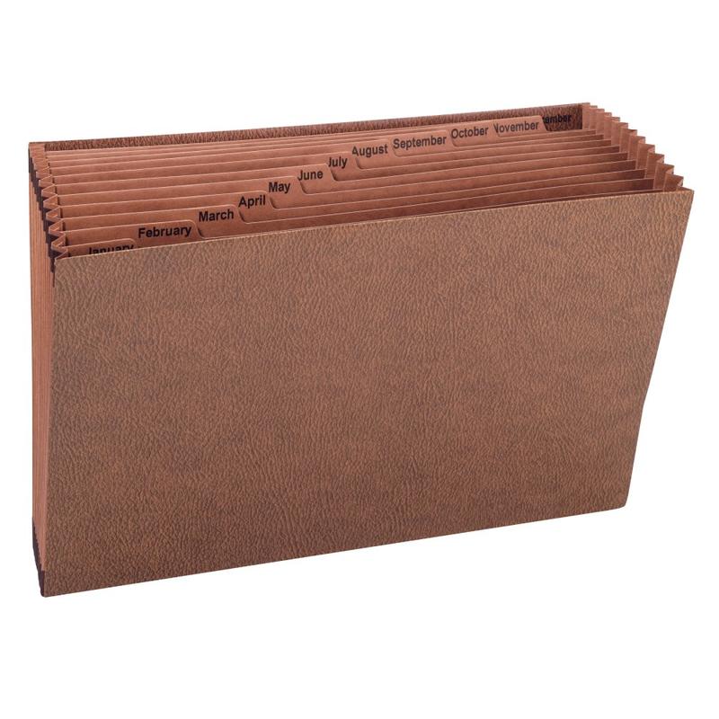 Smead TUFF Expanding File With Open Top, 12 Pockets, Monthly, 15in x 10in, Legal Size, 30% Recycled, Brown MPN:70490
