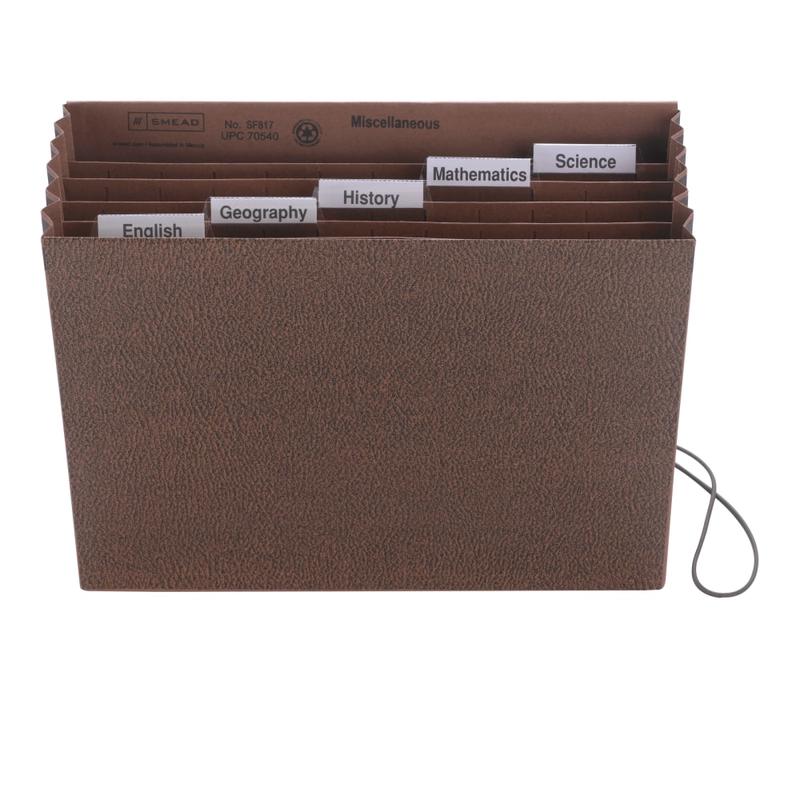Smead Subject Expanding File, 6 Pocket, 12inx10in, Letter Size, 5 1/4in Expansion, 30% Recycled, Brown MPN:70540