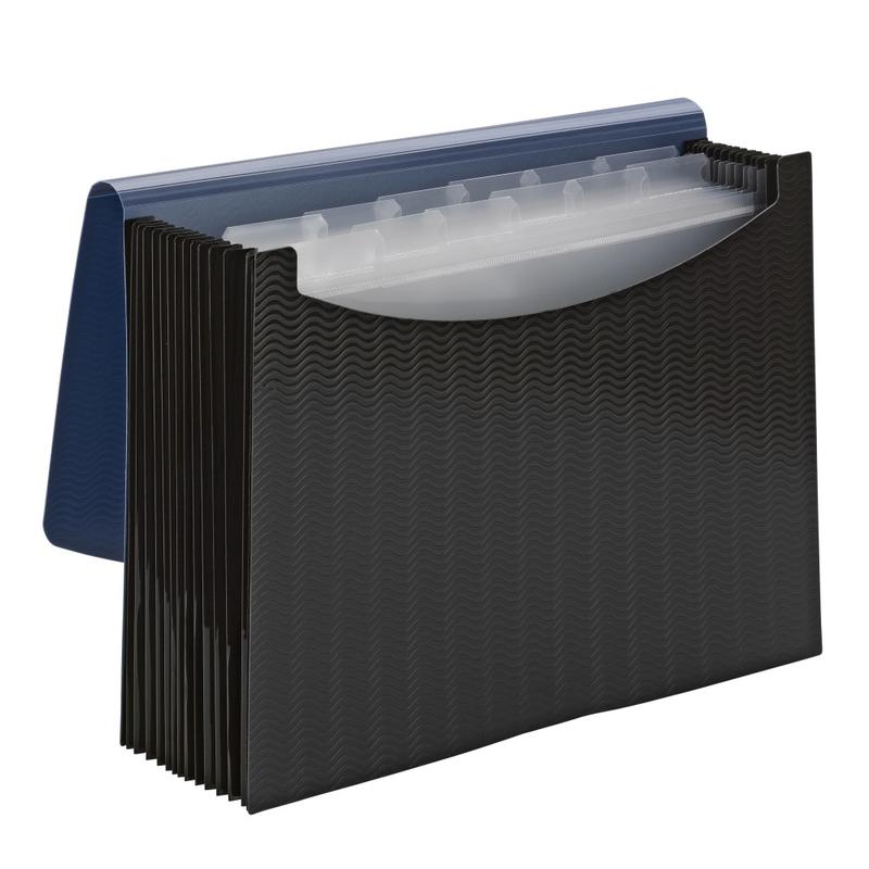 Smead Poly Frequency Expanding File, 12 Pockets, 9 1/2in x 13in, Black/Blue MPN:70863