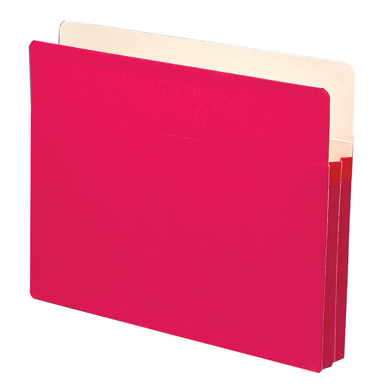 Smead Color File Pockets, Letter Size, 1 3/4in Expansion, 9 1/2in x 11 3/4in, Red MPN:73221