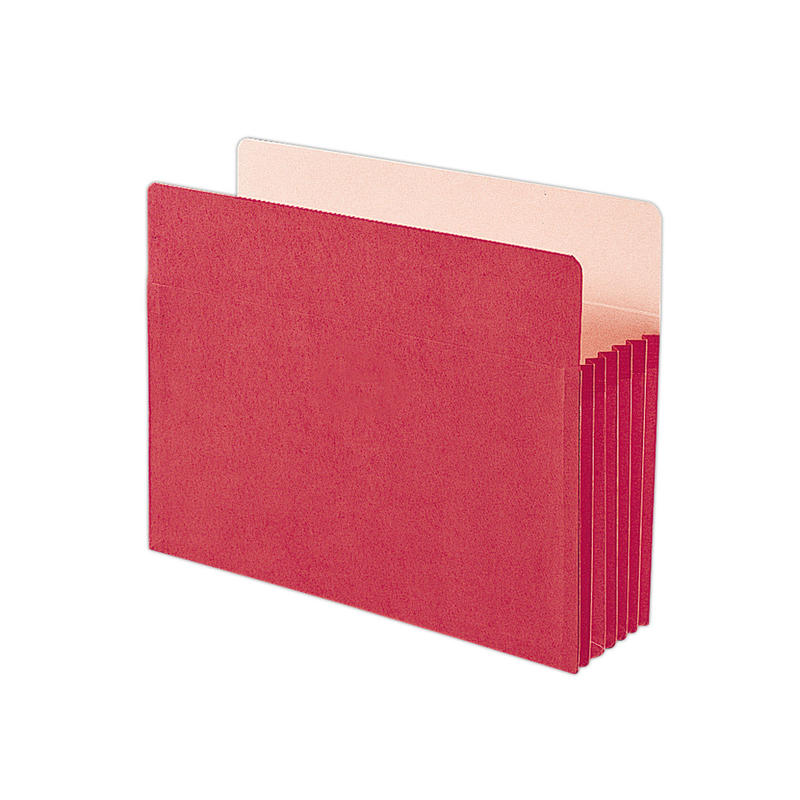 Smead Color File Pockets, Letter Size, 5 1/4in Expansion, 9 1/2in x 11 3/4in, Red MPN:73241
