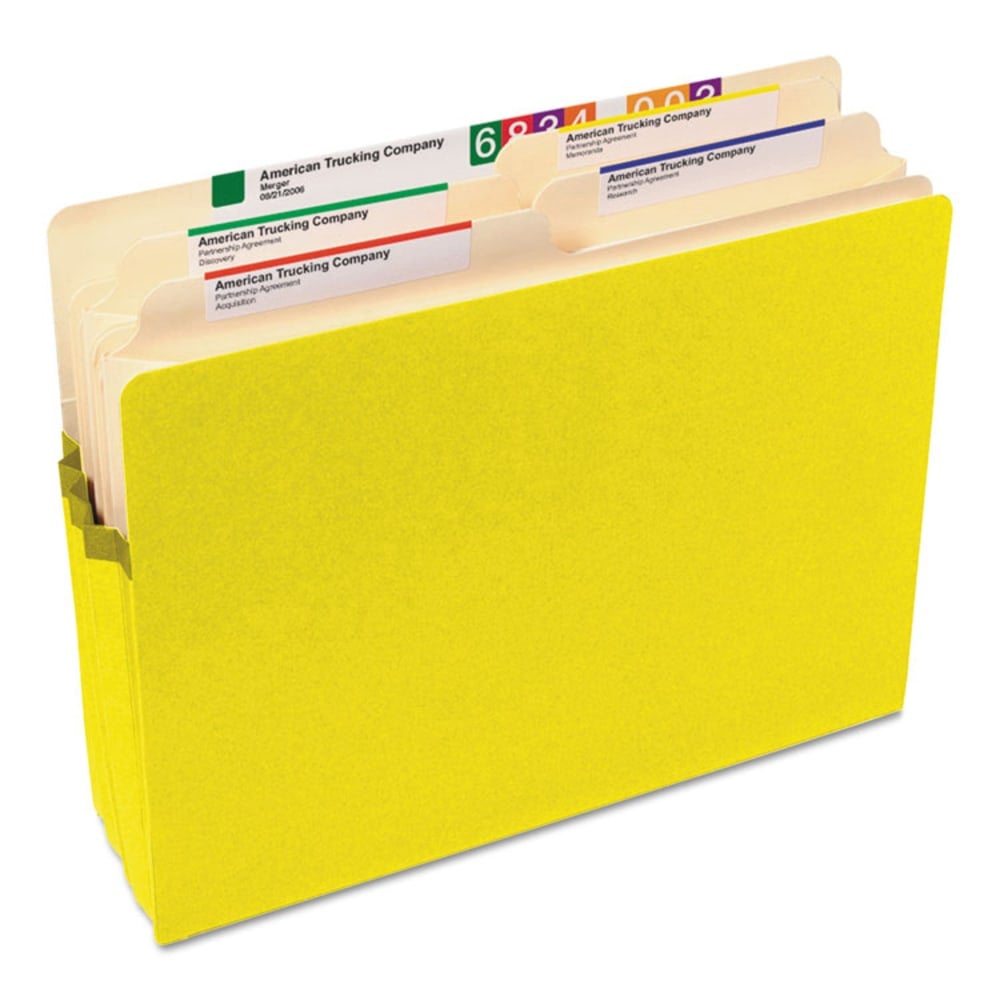 Smead Color File Pockets, Letter Size, 5 1/4in Expansion, 9 1/2in x 11 3/4in, Yellow MPN:73243