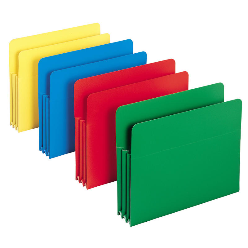 Smead Poly Expanding File Pockets, 3 1/2in Expansion, Assorted Colors (No Color Choice), Pack Of 4 MPN:73500