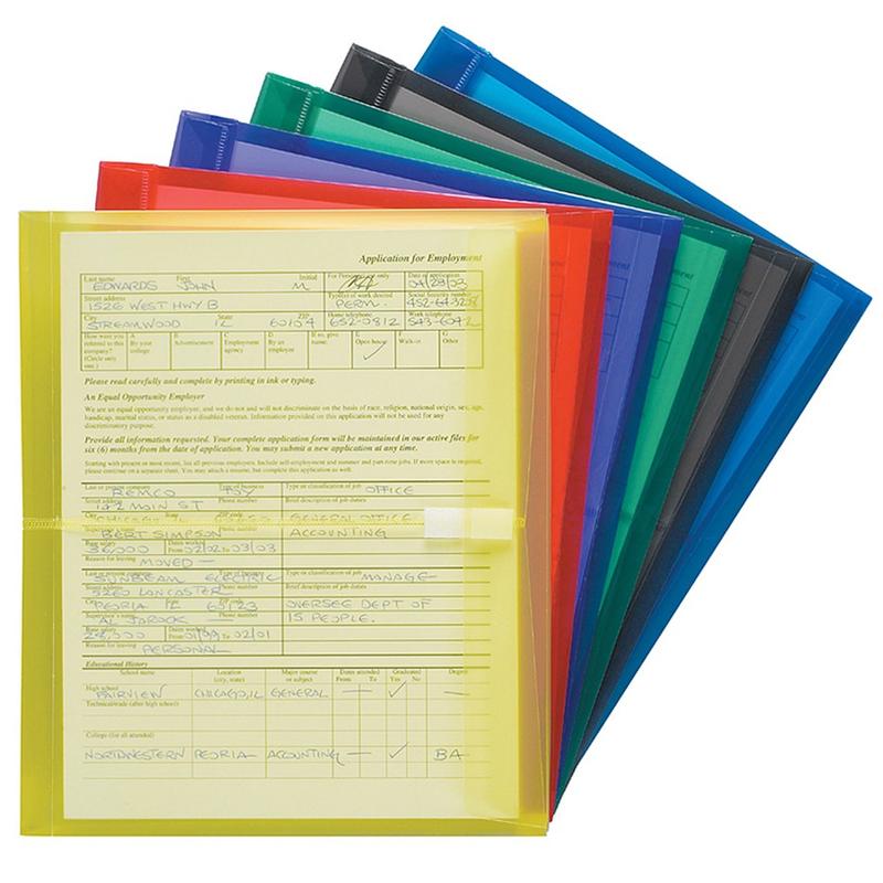 Smead Poly Envelopes, Letter Size, Side Opening, Assorted Colors, Pack Of 6 MPN:89669