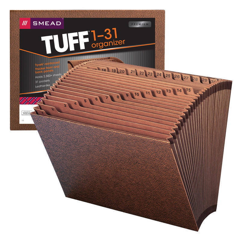 Smead TUFF Expanding File, 31 Pockets, 1-31, 12in x 10in Letter Size, 30% Recycled, Brown MPN:R217D