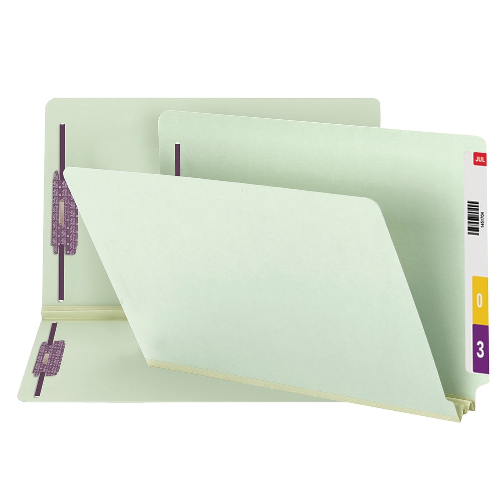 Smead Pressboard End-Tab Folders With Fastener, Straight Cut, 2in Expansion, Legal Size, Gray/Green, Pack Of 25 MPN:SMD2K2ET500-13