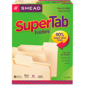 Smead® SuperTab File Folders 1/3 Cut Top Tab Letter Manila 100/Box 10301