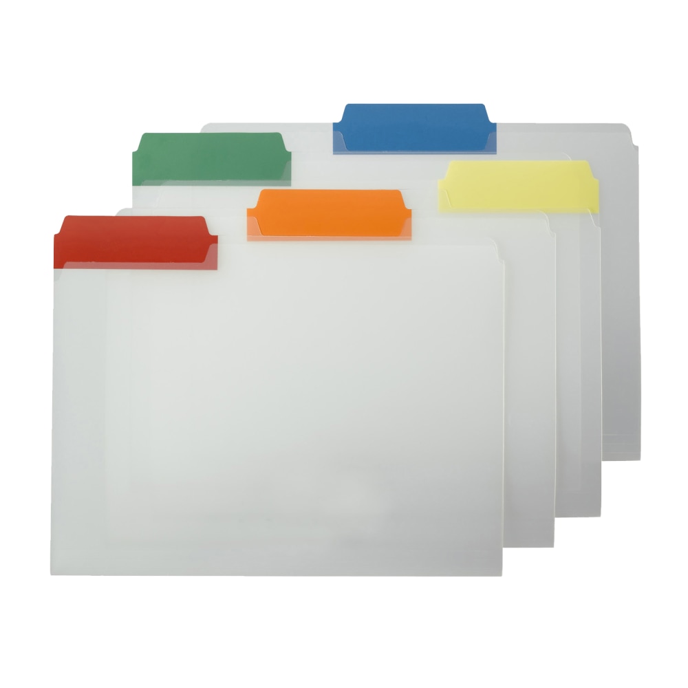 Smead Clear Poly File Folders With Color Tabs, 1/3 Cut, Letter Size, Assorted Colors, Pack Of 25 (Min Order Qty 4) MPN:10530