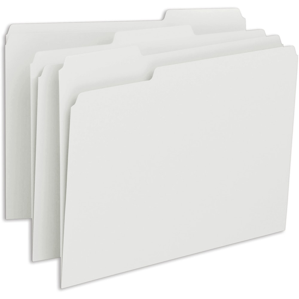 Smead Colored 1/3 Tab Cut Letter Recycled Top Tab File Folder - 8 1/2inx11in - Top Tab Location - Assorted Position Tab Position - White - 10% - 100/Box MPN:12843