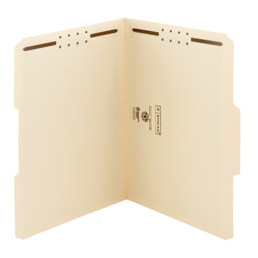 Smead Heavyweight Manila Fastener Folders, Letter Size, Pack Of 50 (Min Order Qty 2) MPN:14600