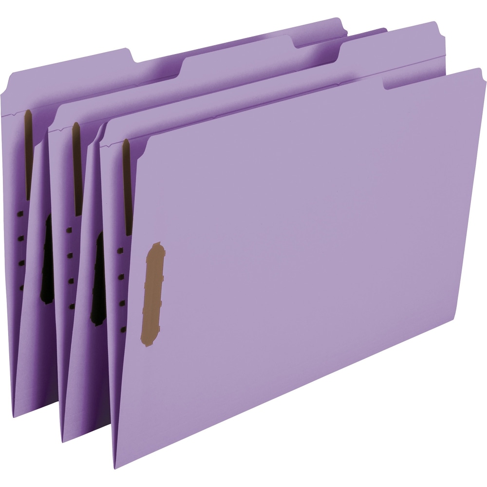 Smead Colored Top-Tab Fastener File Folders, 8 1/2in x 14in, Legal Size, Lavender, Box Of 50 Folders MPN:17440