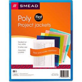 Smead® Project Jackets Letter Poly Clear/Translucent Blue/Green/Yellow/Red 5/Pack 85750