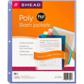 Smead® Slash Pocket Jackets Letter Poly Blue/Clear/Green/Red/Yellow 5/Pack 89505