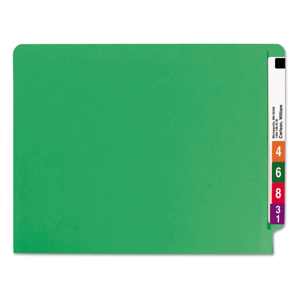 Smead Color End-Tab Folders, Straight Cut, Letter Size, Green, Box Of 100 MPN:ET2-150LGN