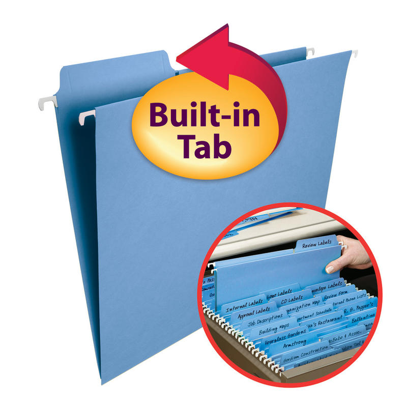 Smead FasTab Hanging File Folders, Letter Size, Blue, Box Of 20 MPN:64099