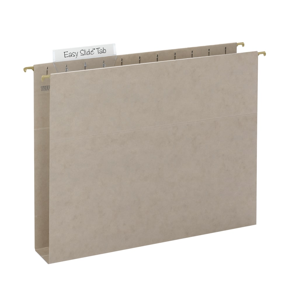 Smead TUFF Hanging Box Bottom Folder With Easy Slide? Tab, 2in Expansion, 1/3-Cut Sliding Tab, Letter Size, Steel Gray, Box of 18 MPN:64240