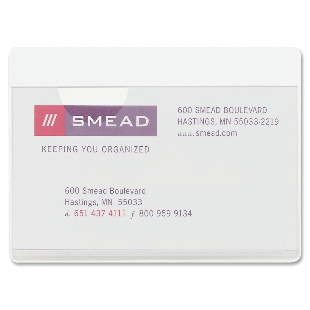 Smead Self-Adhesive Poly Pockets, 3in x 4-1/16in, Clear, Business Card Size, Box Of 100 MPN:68123